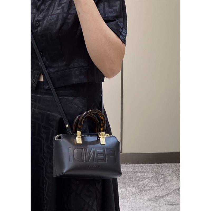 Fendi By The Way Mini Small Boston bag in black leather 