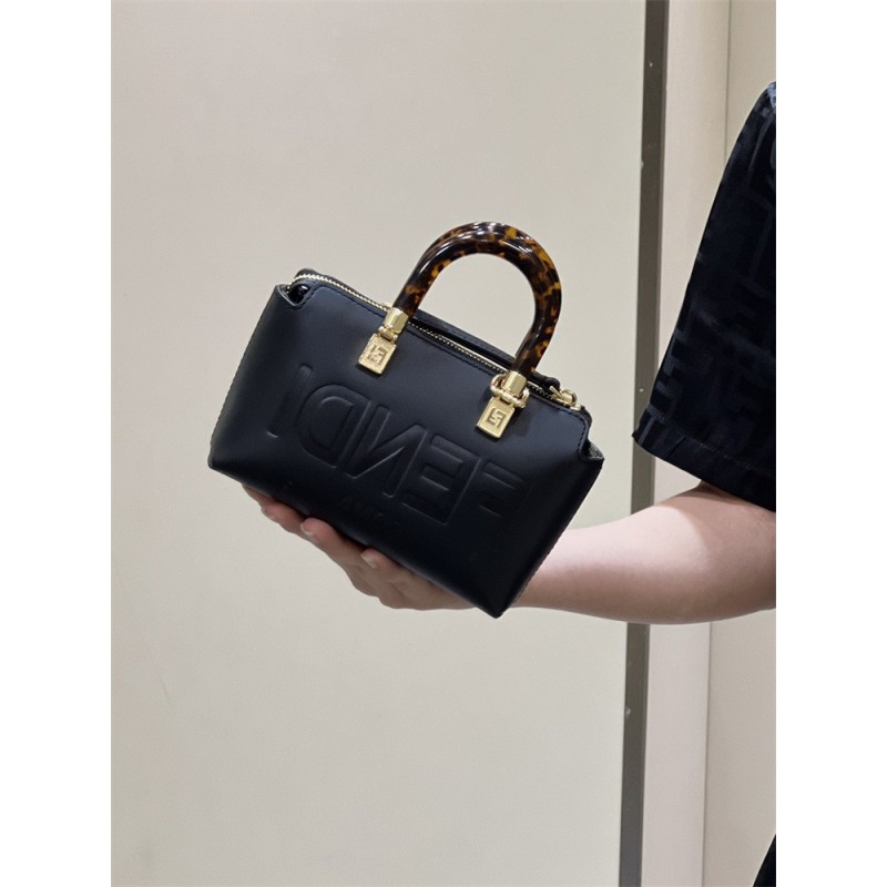 Fendi By The Way Mini Small Boston bag in black leather 