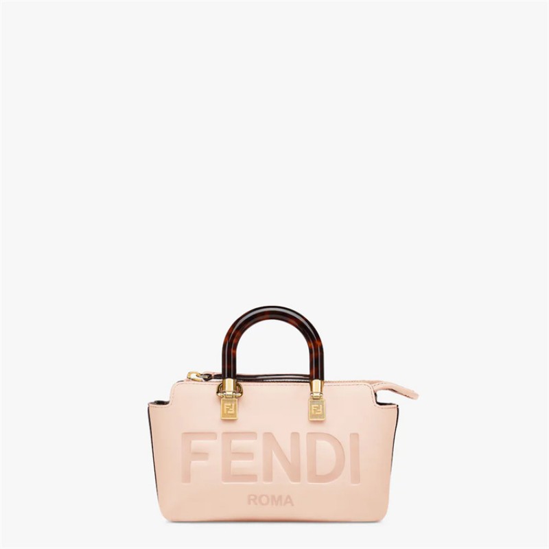 Fendi By The Way Mini Small Boston bag in lighe pink leather 