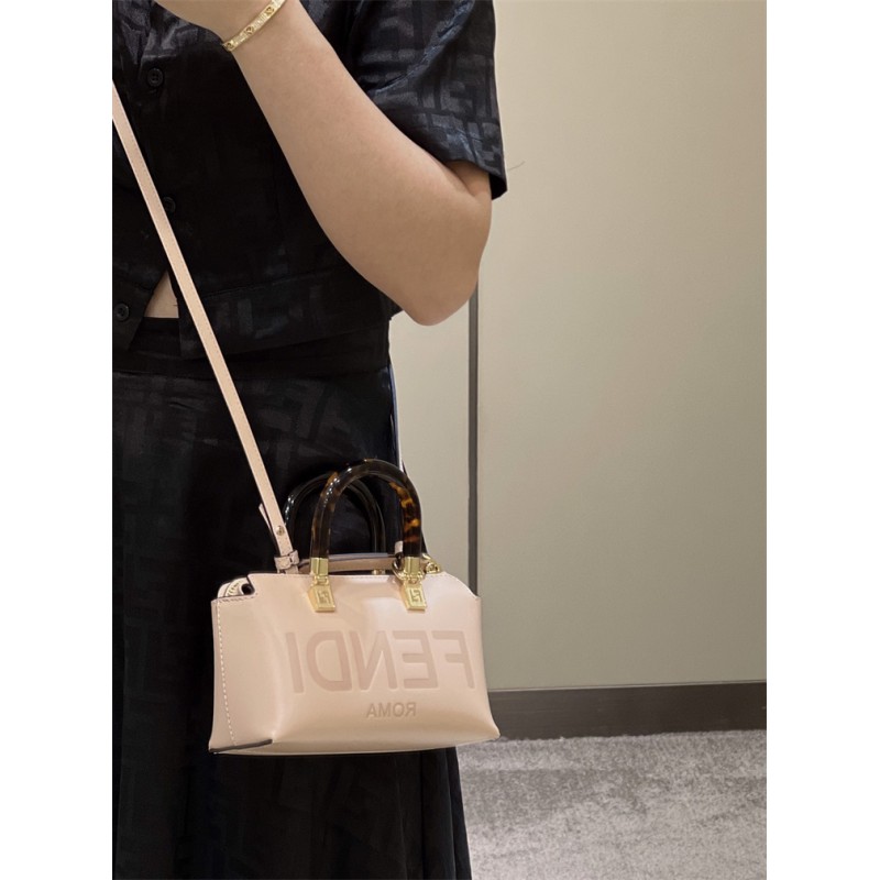 Fendi By The Way Mini Small Boston bag in lighe pink leather 