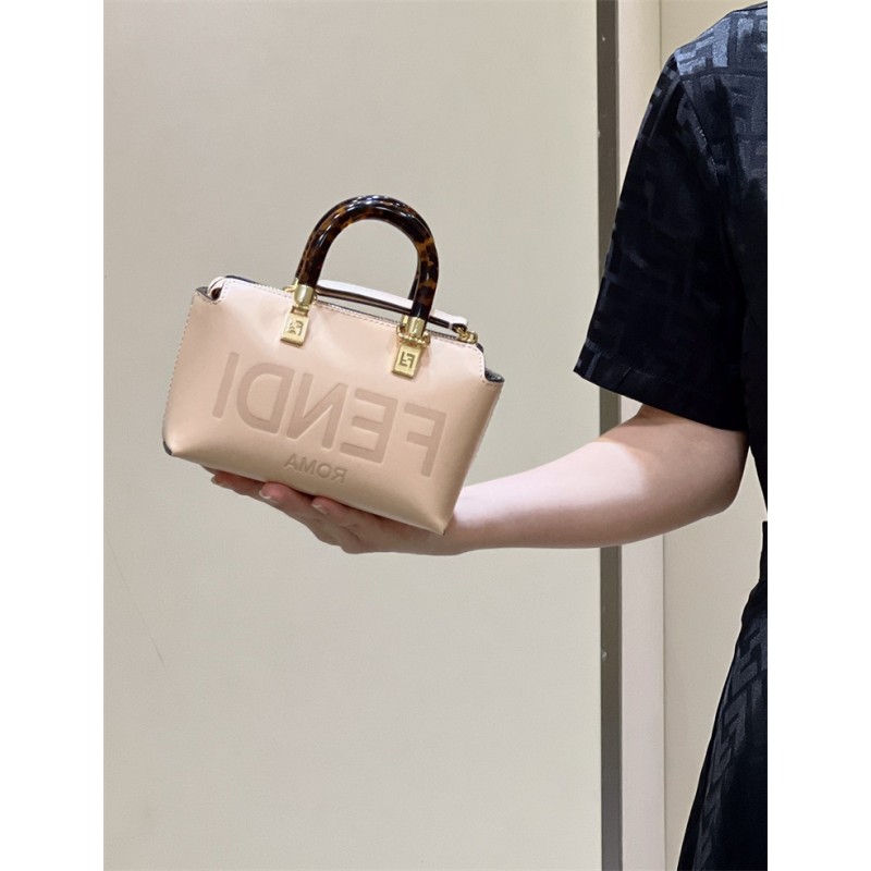 Fendi By The Way Mini Small Boston bag in lighe pink leather 