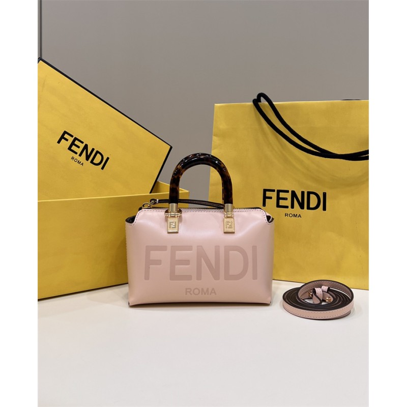 Fendi By The Way Mini Small Boston bag in lighe pink leather 