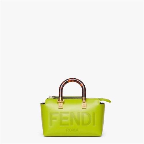 Fendi By The Way Mini Small Boston bag in green leather 