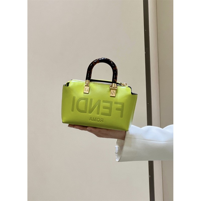 Fendi By The Way Mini Small Boston bag in green leather 