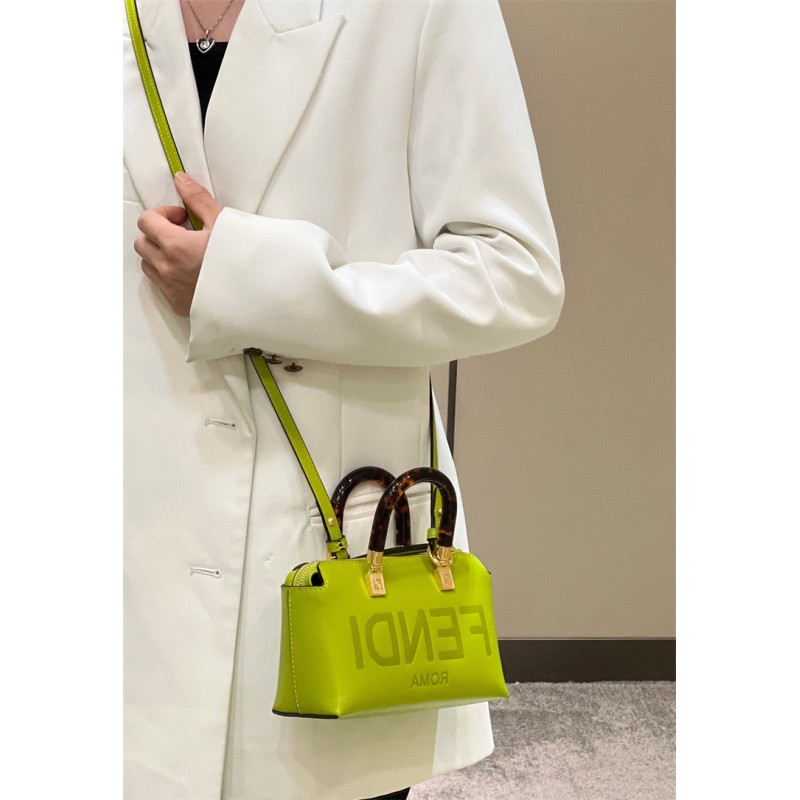 Fendi By The Way Mini Small Boston bag in green leather 