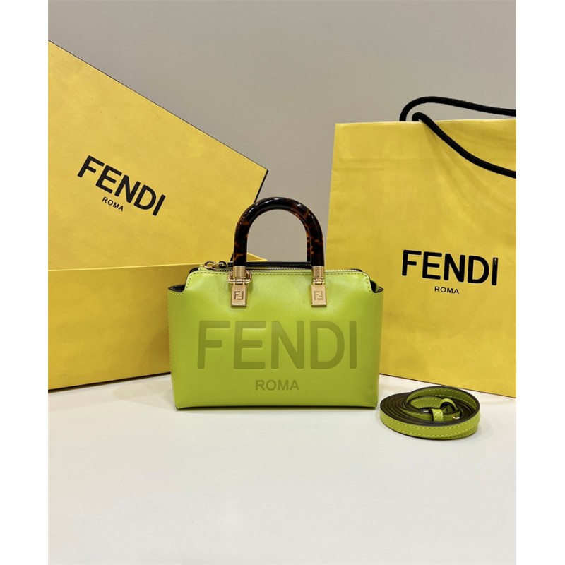 Fendi By The Way Mini Small Boston bag in green leather 