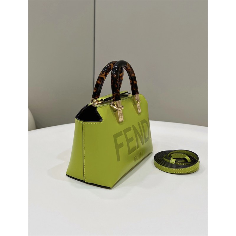 Fendi By The Way Mini Small Boston bag in green leather 