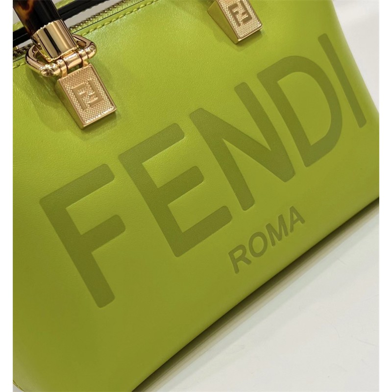 Fendi By The Way Mini Small Boston bag in green leather 