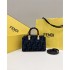 Fendi By The Way Mini Small Boston bag in blue tapestry fabric