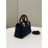Fendi By The Way Mini Small Boston bag in blue tapestry fabric