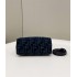 Fendi By The Way Mini Small Boston bag in blue tapestry fabric