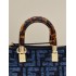 Fendi By The Way Mini Small Boston bag in blue tapestry fabric