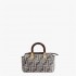 Fendi By The Way Mini Small Boston bag in dark gray tapestry fabric