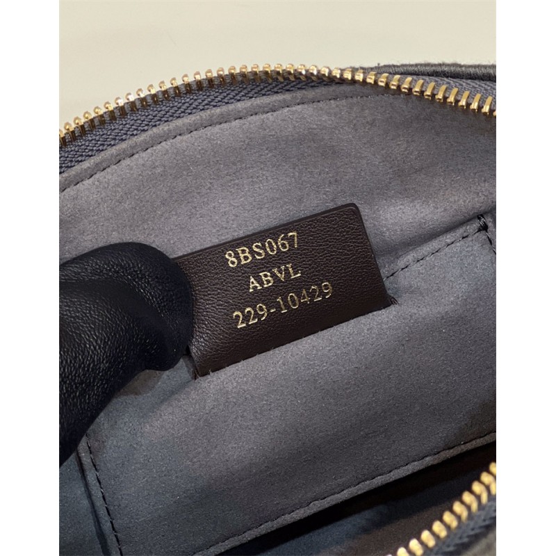 Fendi By The Way Mini Small Boston bag in dark gray tapestry fabric