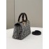 Fendi By The Way Mini Small Boston bag in dark gray tapestry fabric