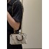 Fendi By The Way Mini Small Boston bag in dove gray tapestry fabric