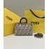 Fendi By The Way Mini Small Boston bag in dove gray tapestry fabric