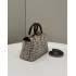 Fendi By The Way Mini Small Boston bag in dove gray tapestry fabric