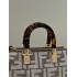 Fendi By The Way Mini Small Boston bag in dove gray tapestry fabric