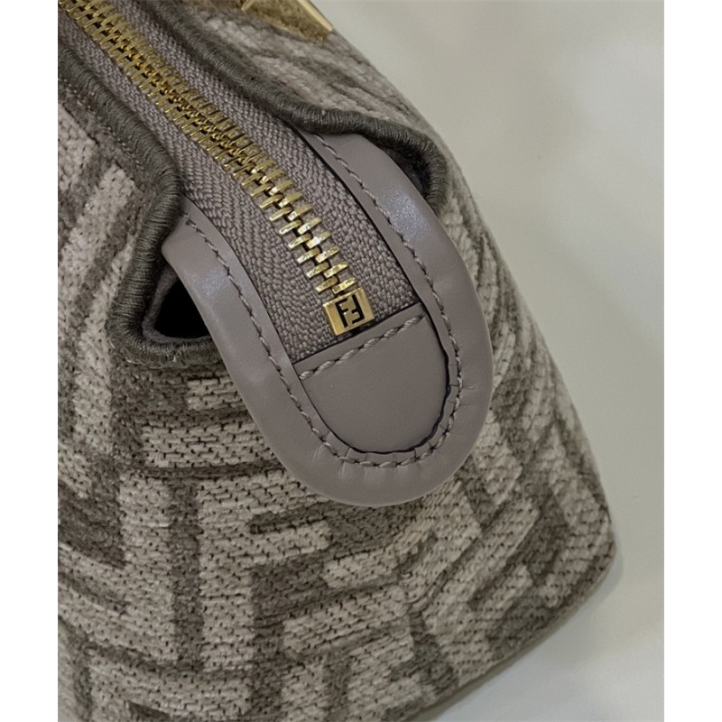 Fendi By The Way Mini Small Boston bag in dove gray tapestry fabric