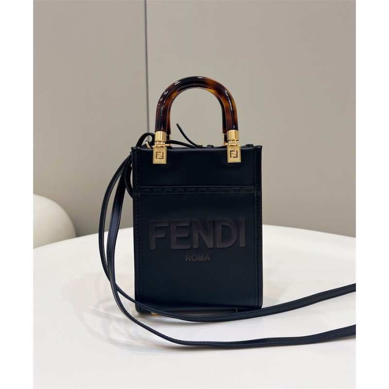 Fendi Mini Sunshine Shopper bag in black leather