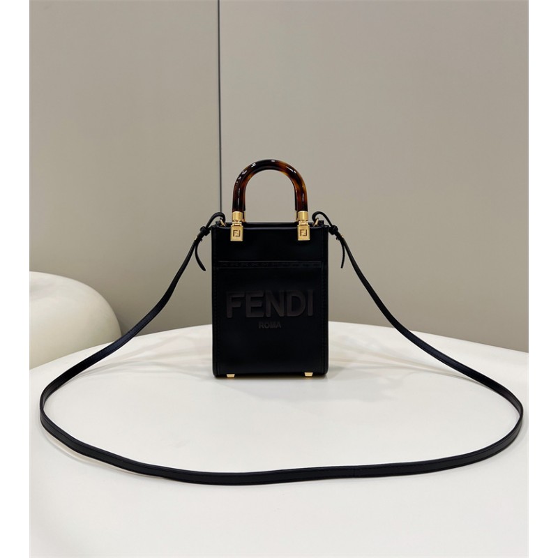 Fendi Mini Sunshine Shopper bag in black leather