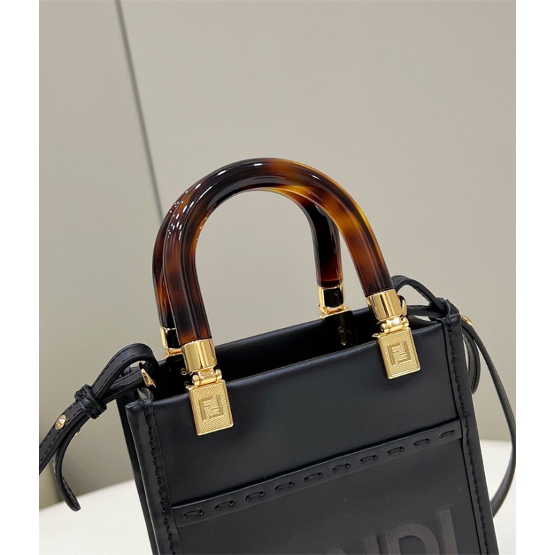 Fendi Mini Sunshine Shopper bag in black leather