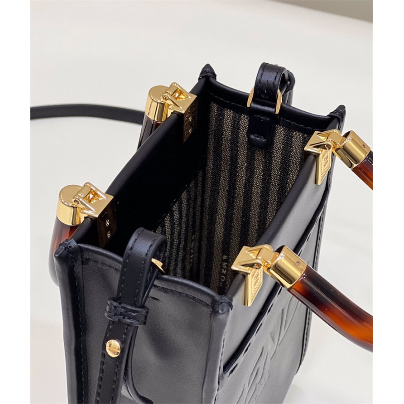 Fendi Mini Sunshine Shopper bag in black leather