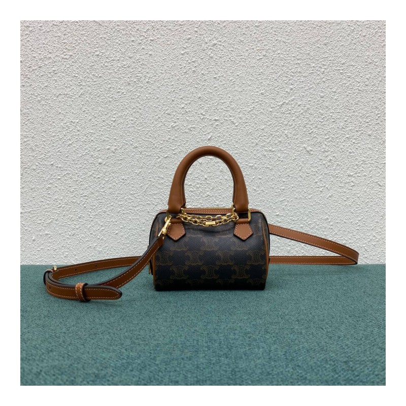 Celine Mini Boston Bag In Triomphe Canvas 195112