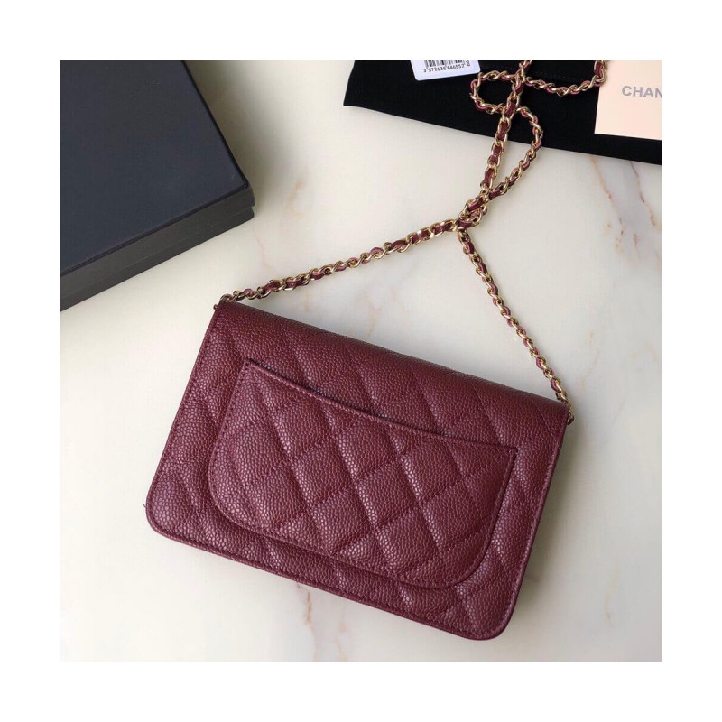 Chanel Caviar Quilted Wallet On Chain Woc A33814
