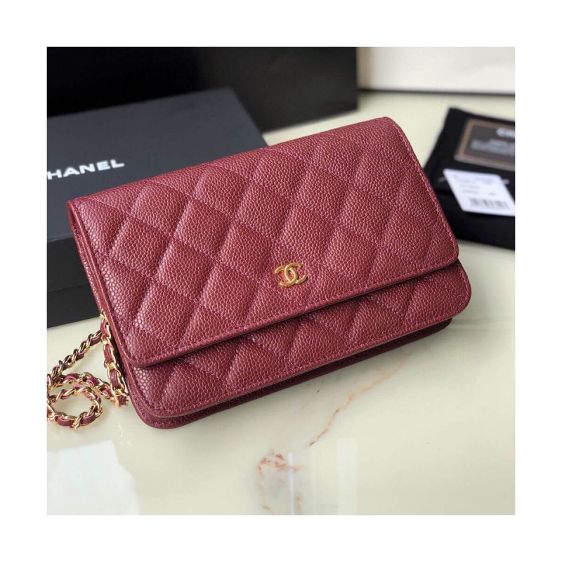 Chanel Caviar Quilted Wallet On Chain Woc A33814