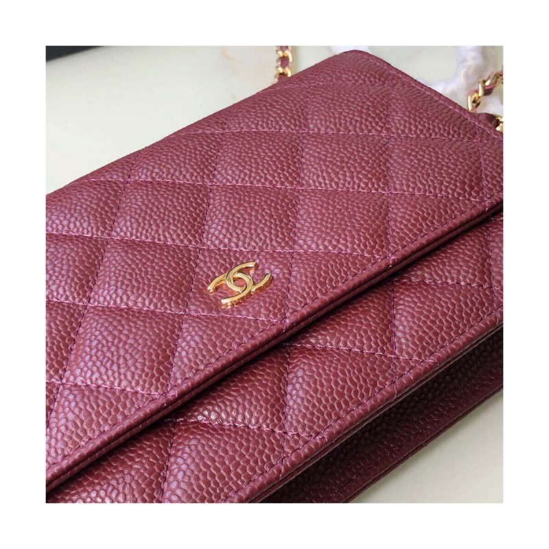 Chanel Caviar Quilted Wallet On Chain Woc A33814
