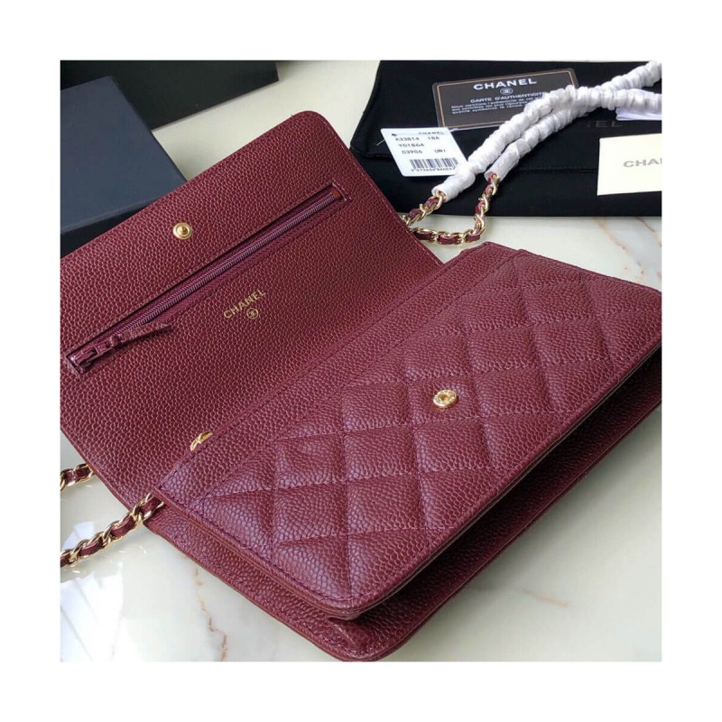 Chanel Caviar Quilted Wallet On Chain Woc A33814