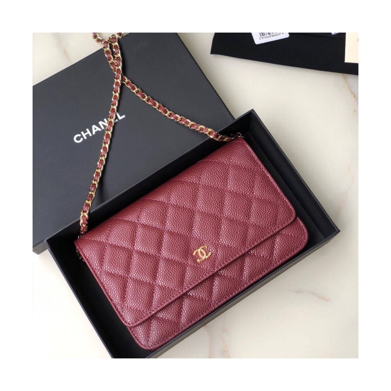 Chanel Caviar Quilted Wallet On Chain Woc A33814