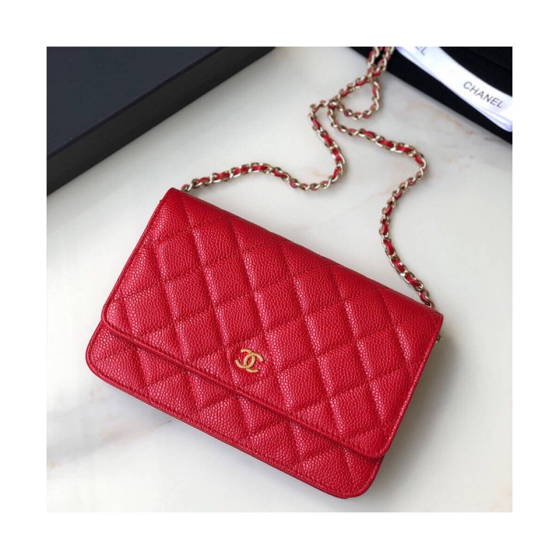 Chanel Caviar Quilted Wallet On Chain Woc A33814