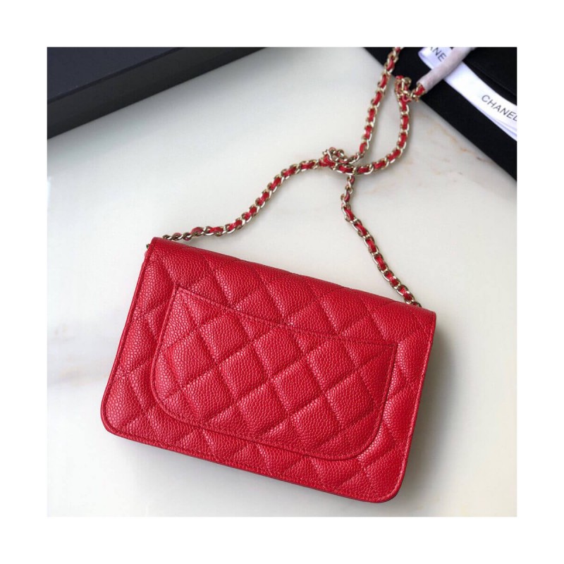 Chanel Caviar Quilted Wallet On Chain Woc A33814