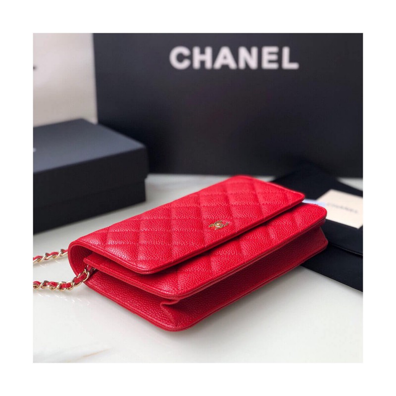 Chanel Caviar Quilted Wallet On Chain Woc A33814