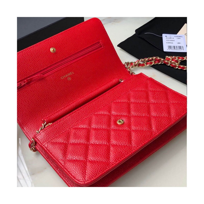 Chanel Caviar Quilted Wallet On Chain Woc A33814
