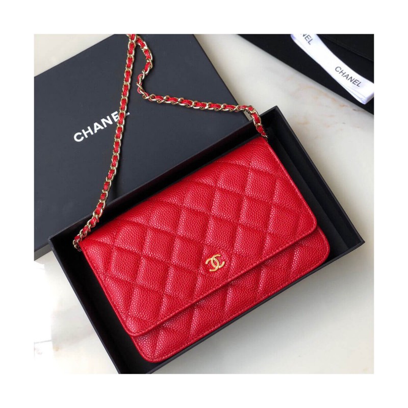 Chanel Caviar Quilted Wallet On Chain Woc A33814