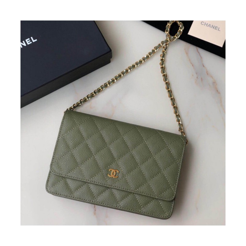 Chanel Caviar Quilted Wallet On Chain Woc A33814