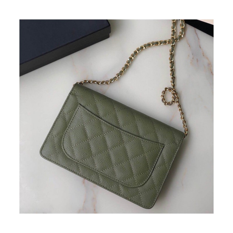 Chanel Caviar Quilted Wallet On Chain Woc A33814