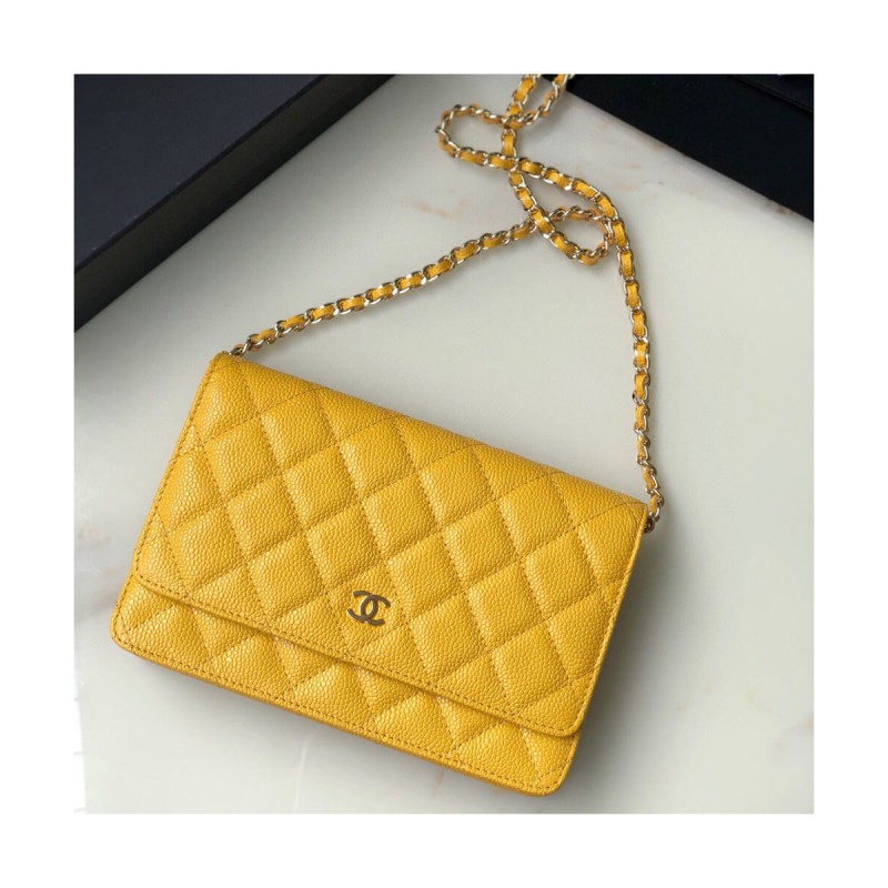 Chanel Caviar Quilted Wallet On Chain Woc A33814