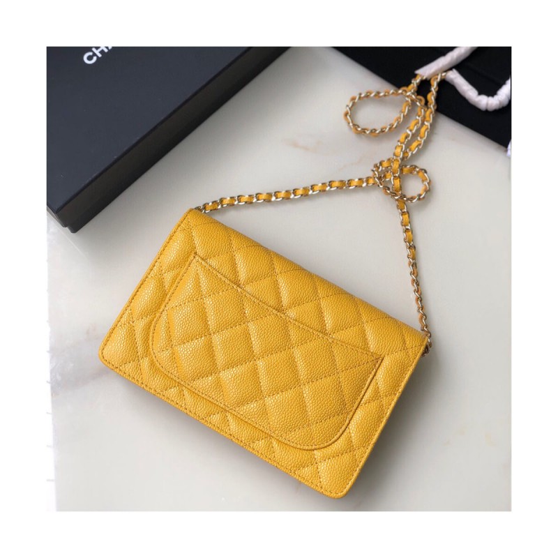 Chanel Caviar Quilted Wallet On Chain Woc A33814