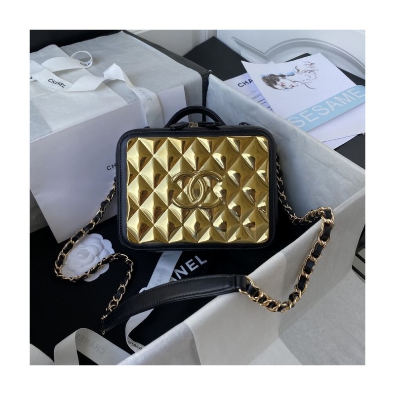 Chanel Gold Vanity Case in Lambskin Style AS2900