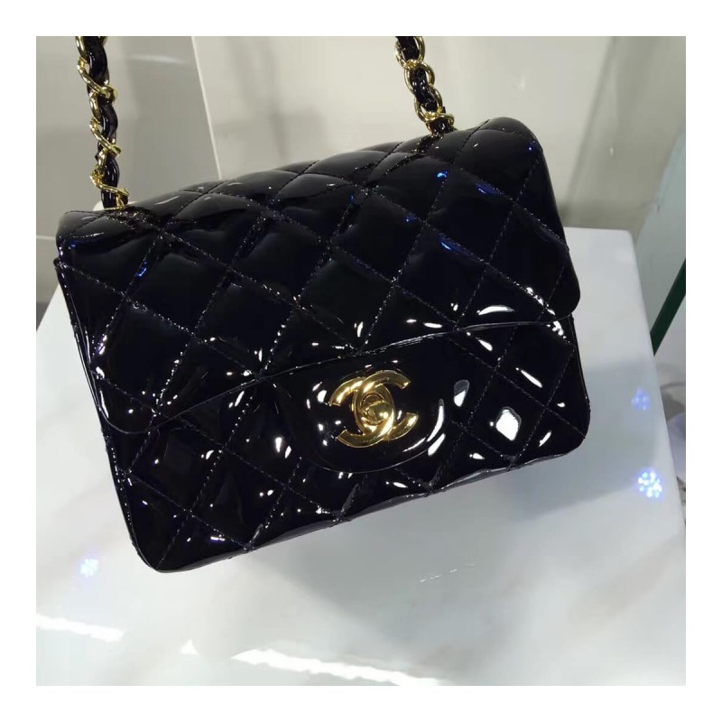 Chanel Pantent Leather 17cm Classic Flap Bag 1115