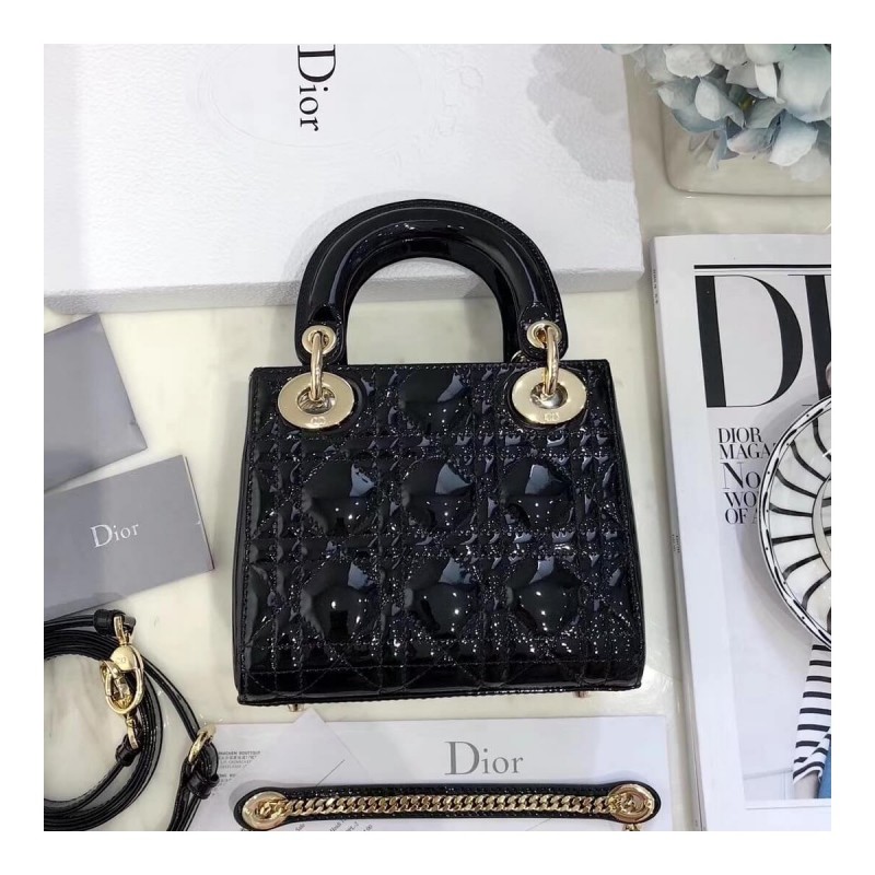 Christian Dior Patent Calfskin Mini Lady Dior Bag M0505