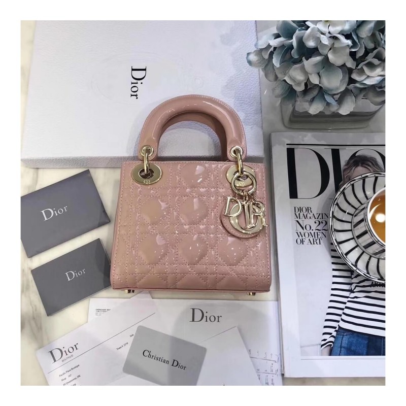 Christian Dior Patent Calfskin Mini Lady Dior Bag M0505