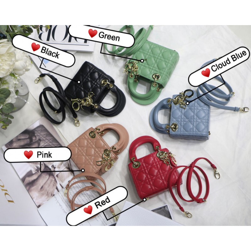 Christian Dior Micro Lady Dior Bag Cannage Lambskin S0856