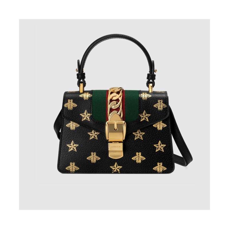 Gucci Sylvie Bee Star Mini Leather Bag 470270