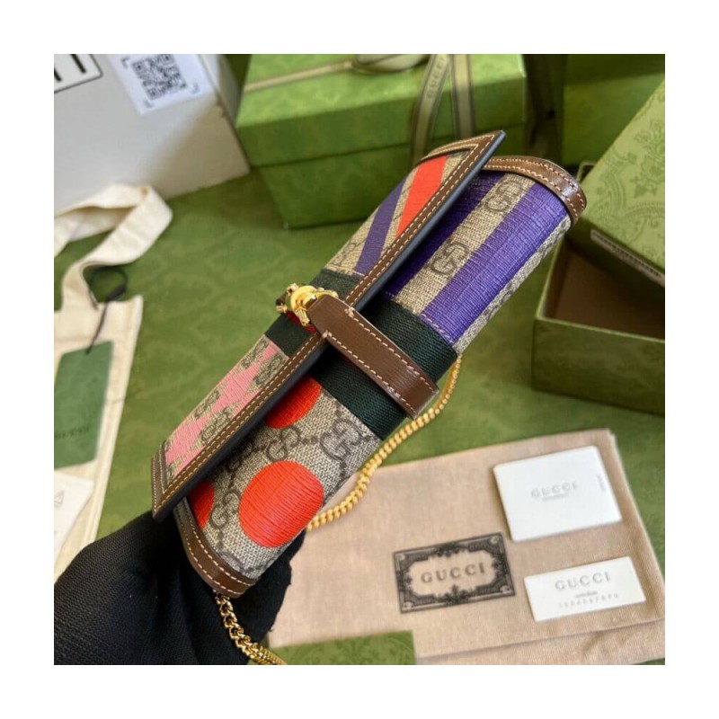 Gucci Jackie 1961 Chain Wallet 652681 With Geometric Print